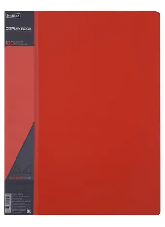 Папка 100ф А4 "STANDARD" пластик 0,8мм,  красная