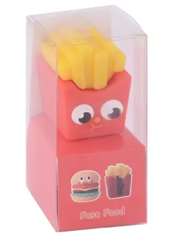 Точилка с ластиком "Fast food" ассорти, ПВХ-уп.