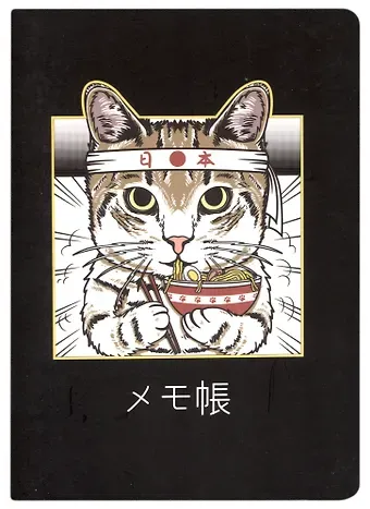 Записная книжка А6 28л. "Котик с повязкой" сшивка, черн.внутр.блок