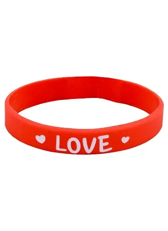 Браслет Love (красный) (силикон) (20,2 см)