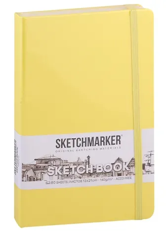 Скетчбук 13*21 80л "Sketchmarker" лимонный, нелинованн. 140г/м2, слоновая кость, тв.обл.