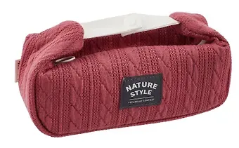 Косметичка с ремешками на кнопке Nature Style (красная) (вязаный узор) (ПВХ) (21х8х7)