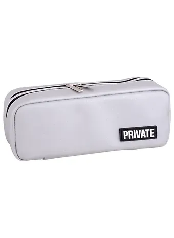 Пенал-косметичка "Private" серебристый, 21х9х5 см