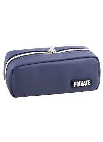 Пенал-косметичка "Private" темно-синий, 21х9х5 см