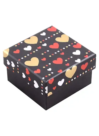 Коробка подарочная "Hearts on black" 11*11*6,5см, картон