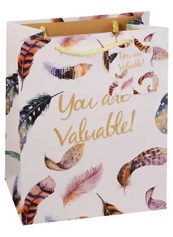 Пакет подарочный бумажный А5 "You are valuable", женский
