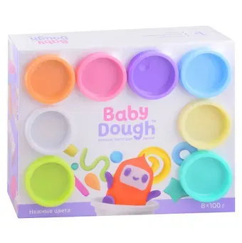 Тесто для лепки "BabyDough". Набор 8 цветов (нежные цвета)