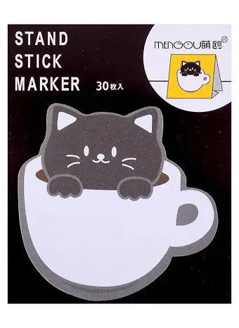 Блок бумаги самоклеящийся 30л "Cat in cup", ассорти