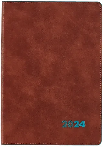 Еженедельник дат. 2024г. А5+ 80л 157х225 "Флоттер" коричневый, кожзам, мягк. переплет, тисн. фольгой, офсет, ляссе