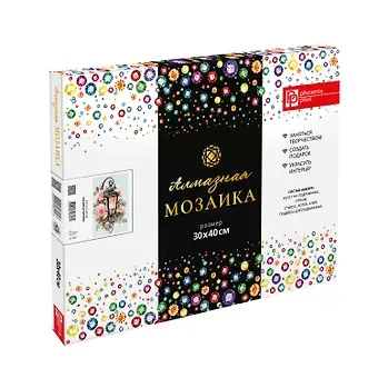 Набор для творчества. Алмазная мозаика Phoenix plus на подрамнике "Фонарь в цветах", 30 х 40 см