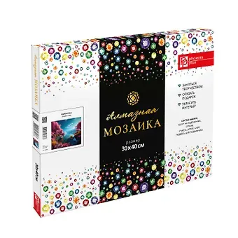 Набор для творчества. Алмазная мозаика Phoenix plus на подрамнике "Озеро в горах", 30 х 40 см