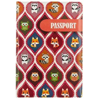 Обложка для паспорта Узоры сова, лиса и енот (ПВХ бокс)