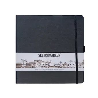 Скетчбук 20*20 80л "Sketchmarker" черный, 140г/м2, слоновая кость, тв.обл.