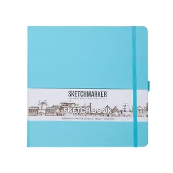 Скетчбук 20*20 80л "Sketchmarker"  небесно-голубой, 140г/м2, слоновая кость, тв.обл.
