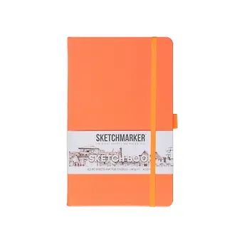 Скетчбук 13*21 80л "Sketchmarker"  неоновый коралл, 140г/м2, слоновая кость, тв.обл.