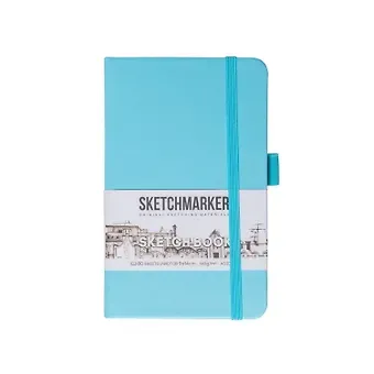 Скетчбук 9*14 80л "Sketchmarker" небесно-голубой, 140г/м2, слоновая кость, тв.обл.