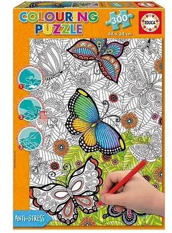 Пазл Educa 300эл 48*34см Бабочки пазл-раскраска