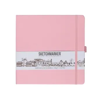 Скетчбук 20*20 80л "Sketchmarker" розовый, 140г/м2, слоновая кость, тв.обл.