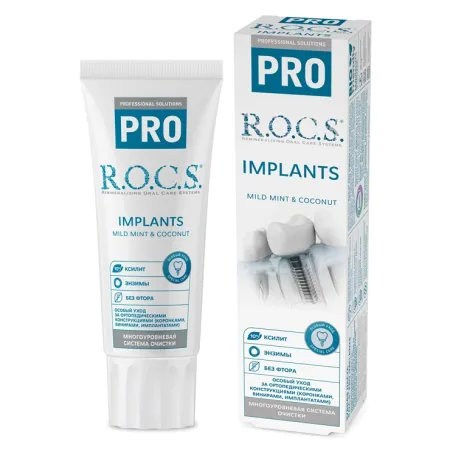 Зубная паста ROCS Зубная паста ROCS PRO Implants 74 гр 460₽