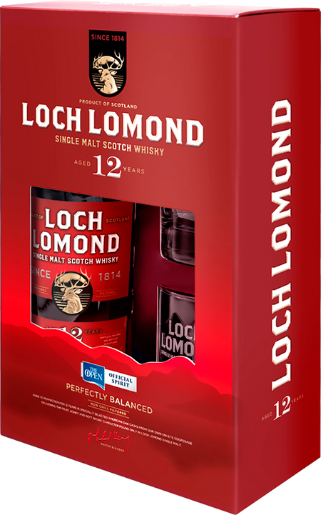 Loch Lomond Single Malt 12 y.o. Scotch Whisky (gift box with 2 glasses)