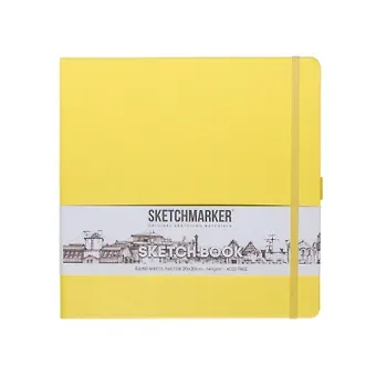 Скетчбук 20*20 80л "Sketchmarker" лимонный, 140г/м2, слоновая кость, тв.обл.