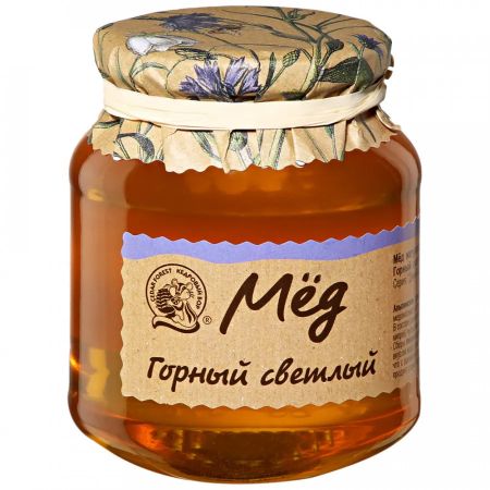 Мед Кедровый бор Цветочный горный светлый натуральный 500 г