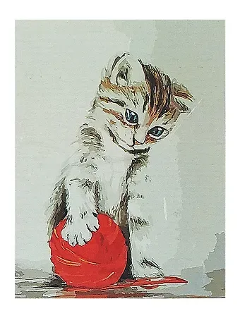 Картина по номерам. 40х50 см. Котенок с красным клубком. -Китай: (Цветной мир ярких идей). MG2075 460928