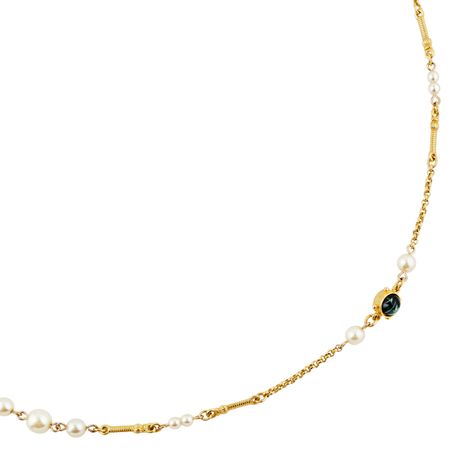 Ben Amun Длинная позолоченная цепочка с кристаллами и жемчугом
