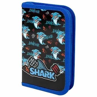 Пенал 1отд. "Angry shark" 19*11см, лам.картон, инд. уп.