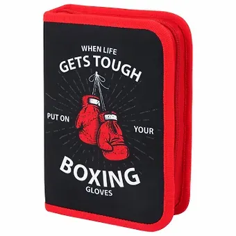 Пенал 1отд. "Boxing" 20*14см, с 2-мя откид. планками, полиэстер, инд. уп.