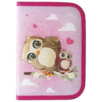 Пенал 1отд. "Cute owls" 19*13см, полиэстер, инд. уп.