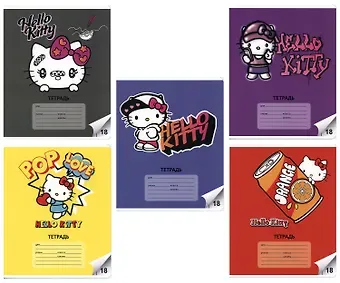 Тетрадь в линейку Hello Kitty, 18 листов, в ассортименте