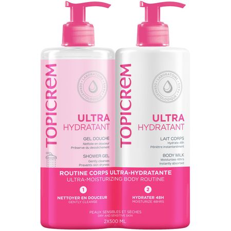 Топикрем набор молочко ультра-увлажняющее для тела 500млгель для душа ультра-увлажняющий 500мл 2314₽