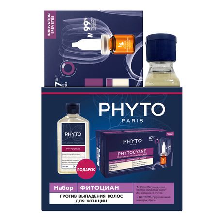 Phytosolba Phytocyane набор Сыворотка против выпадения волос для жен 12х5млшампунь укрепляющий 250мл NP012024 6798₽