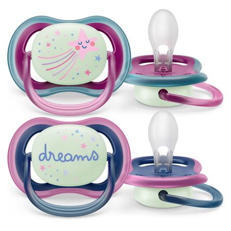 Филипс Авент ультра найт пустышка светящаяся с футляром 6-18 мес 2 SCF376 14 872₽