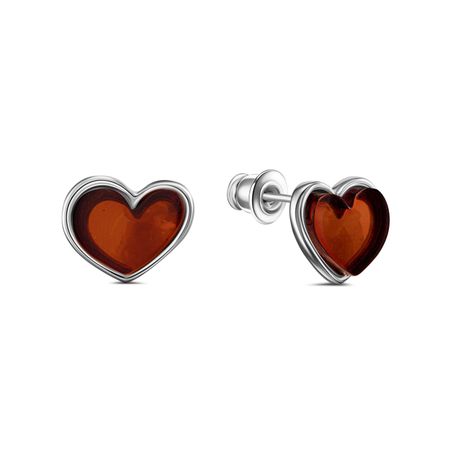 Серебряные серьги с янтарем и родированием 3090₽