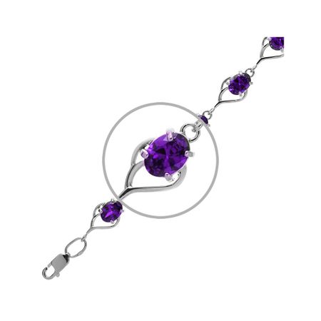 Серебряный браслет с аметистами и родированием 9920₽