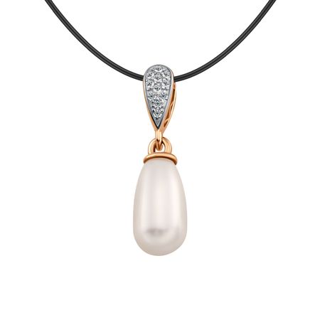 Серебряная подвеска Капля с жемчугом SWAROVSKI и фианитами с позолотой 690₽