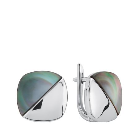 Серебряные серьги с перламутром и родированием 5590₽