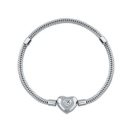 Серебряный полновесный браслет для шармов Сердце с фианитами 4490₽