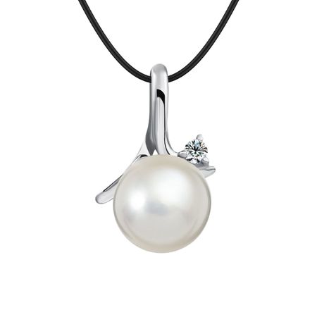 Серебряная подвеска с жемчугом и фианитом с родированием 890₽