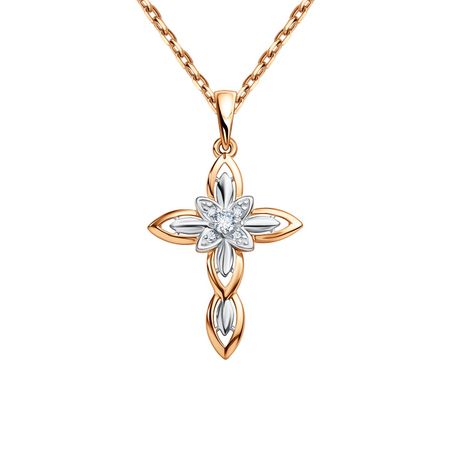 Золотая подвеска Крест с фианитами 18990₽