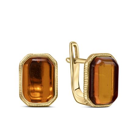 Серебряные серьги с янтарем и позолотой 3960₽