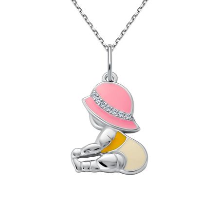 Серебряная подвеска Ребенок с эмалью и фианитами 990₽