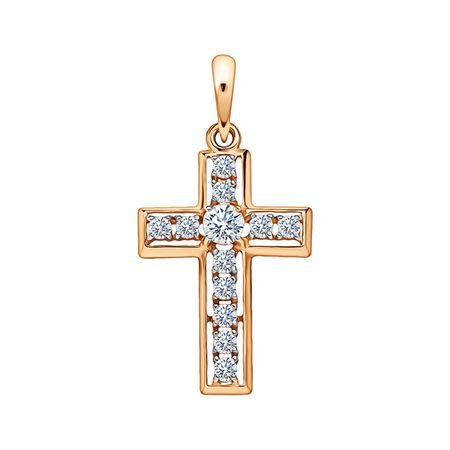 Золотая подвеска Крест с фианитами 19280₽