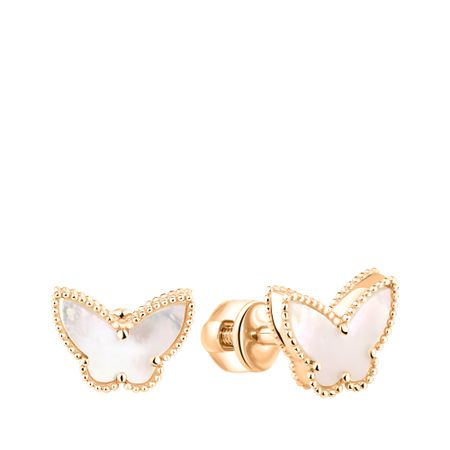 Золотые серьги Бабочка с перламутром 75990₽