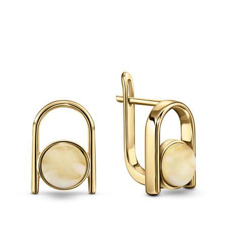 Серебряные серьги с янтарем и позолотой 5070₽