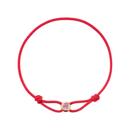 Браслет на нитке с золотой подвеской и аметистом 7490₽