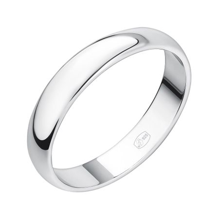 Серебряное обручальное кольцо с родированием 4 мм 1400₽
