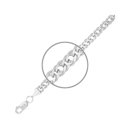 Серебряный пустотелый браслет Двойной ромб с родированием 4170₽